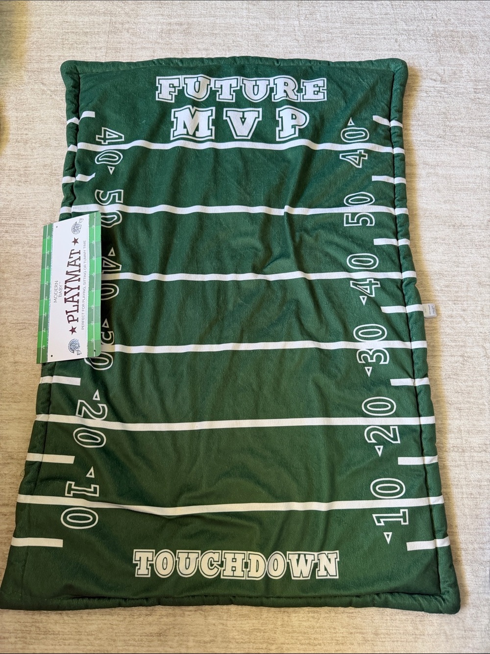 Modern Baby Playmat – Green Football Field Graphic